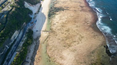 Endonezya, Bali 'deki Pandawa Sahili' nin havadan görünüşü.