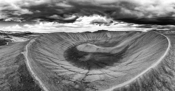 Myvatn Iceland Aerial View Large Hverfjall Volcano Crater Tephra Cone — Stock Photo, Image