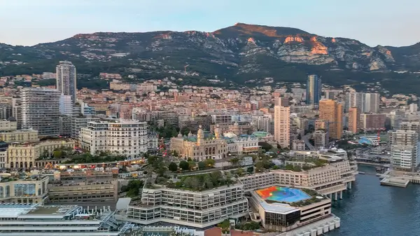 Montecarlo Aerial View Monaco Skyline Sunset — Stock Photo, Image