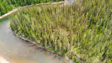 Ulusal Park 'taki Yellowstone Nehri' nin inanılmaz hava manzarası..