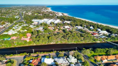 Gündoğumunda Busselton 'un hava manzarası, Batı Avustralya.
