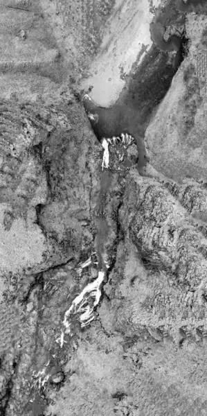 Letecký Pohled Krásný Stjornafoss Vodopád Mokrém Deštivém Dni — Stock fotografie
