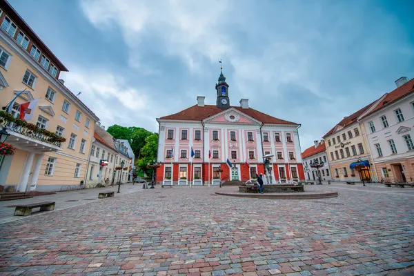 Tartu Estland Juli 2017 Panorama Des Rathausplatzes Von Tartu — Stockfoto