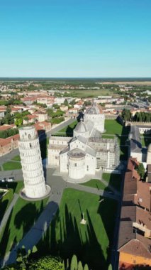 Field of Miracles at dawn from drone, Pisa. Vertical Screen Orientation Video 9:16.