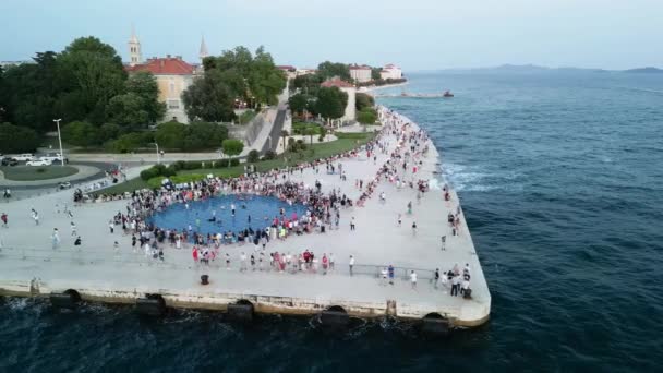 Zadar Croácia Vista Aérea Centro Cidade Principais Marcos Pôr Sol — Vídeo de Stock