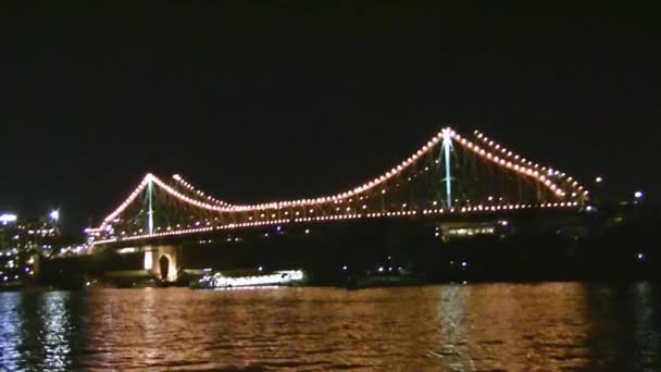 Nachtzicht Story Bridge Brisbane Australië Rechtenvrije Stockvideo