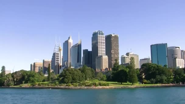 Sydney Skyline Contra Céu Azul Nova Gales Sul — Vídeo de Stock