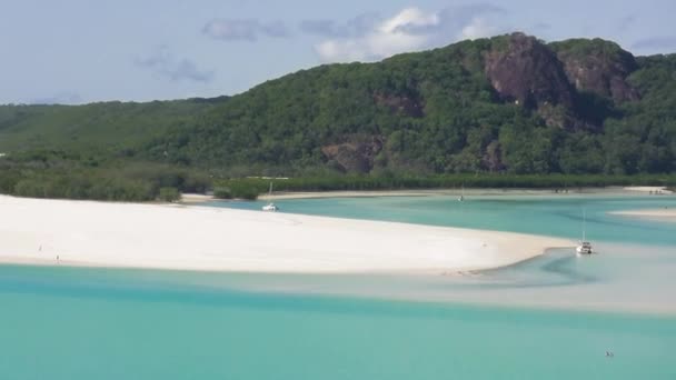 Aerial View Whitehaven Beach Hill Inlet Whitsunday National Park Queensland — Stock Video