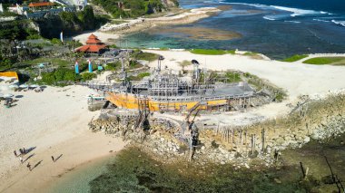 Aerial view of Melasti Ungasan Beach and Shipwreck in Bali, Indonesia clipart