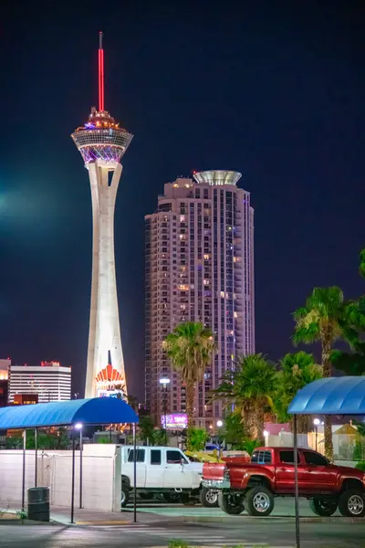 Las Vegas June 2018 Stratosphere Hotel Night — Stock Photo, Image