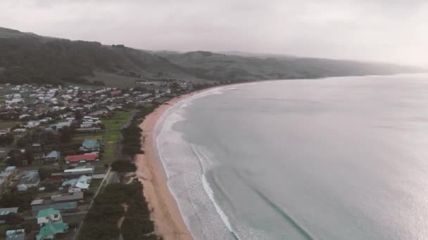 Amazing Aerial View Apollo Bay Coastline Great Ocean Road Australia — Vídeo de Stock
