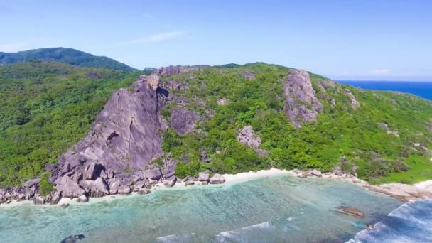 Anse Source Dargent Beach Digue Seychelles Vue Aérienne Littoral Tropical — Video