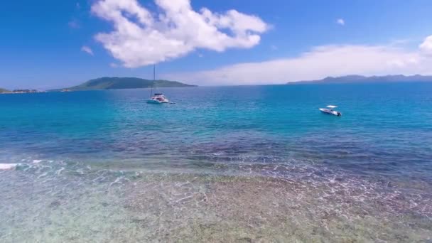 Île Grand Soeur Près Digue Seychelles Vue Aérienne Littoral Tropical — Video