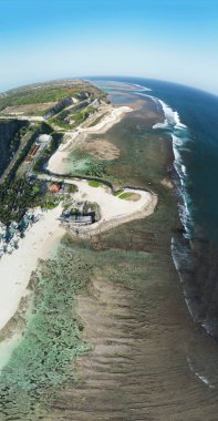 Bali - Melasti Ungasan Beach and Shipwreck. Aerial view clipart