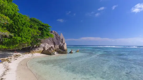 Anse Source Argent Beach Digue Seychelles Vista Aérea Costa Tropical —  Fotos de Stock