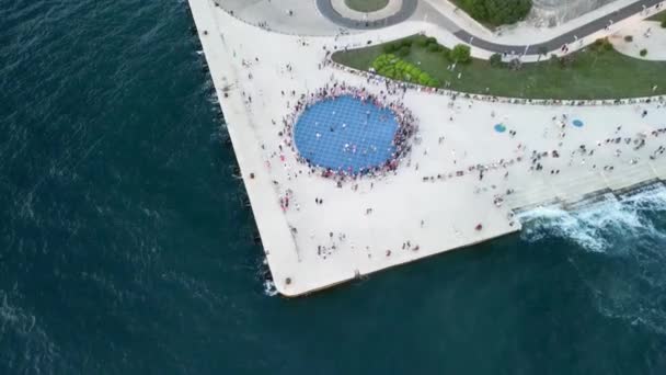 Zadar Horvátország Légi Felvétel Városközpontról Főbb Látnivalói Naplementekor Stock Videó