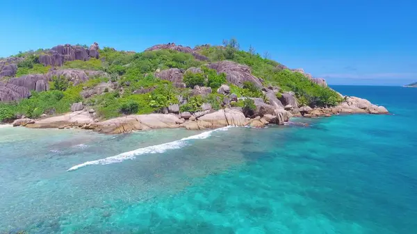 Insula Grand Sister Aproape Digue Seychelles Vedere Aeriană Coastei Tropicale Imagini stoc fără drepturi de autor