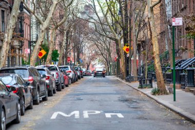Manhattan şehir merkezinin kışın sokakları - New York City.
