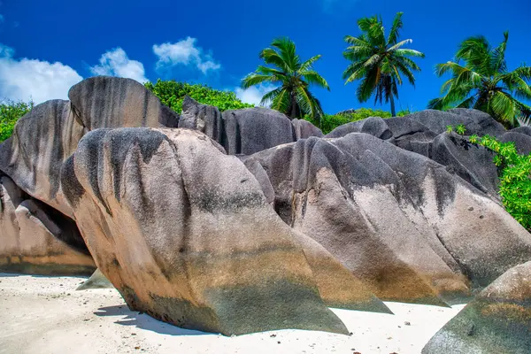 Increíble Paisaje Isla Digue Archipiélago Las Seychelles Fotos De Stock