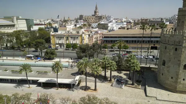 Luchtfoto Van Sevilla Andalusië Zuid Spanje Stockfoto