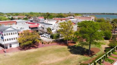 Charleston skyline from drone, South Carolina.