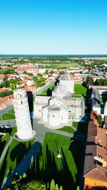 Amazing Panoramic Aerial View Pisa Main Landmarks Tuscany Field Miracles — Stockvideo