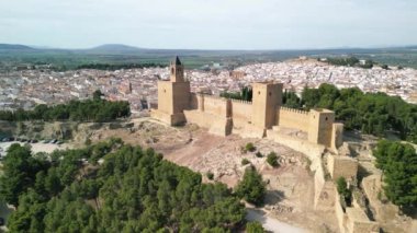 Antequera, Endülüs 'ün havadan görünüşü. Güney İspanya.