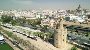 Endülüs, Sevilla 'nın havadan görünüşü. Güney İspanya.