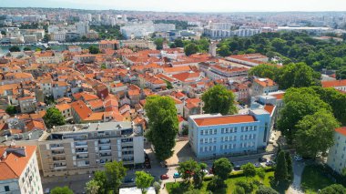 Aerial view of Zadar cityscape along the sea, Croatia.