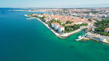 Aerial view of Zadar cityscape along the sea, Croatia.
