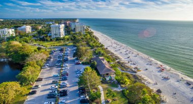 Naples, Florida - Panoramic aerial view of the beautiful city beach,