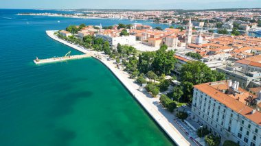 Aerial view of Zadar cityscape along the sea, Croatia.