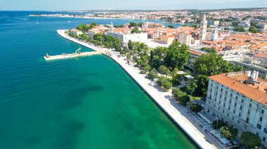 Aerial view of Zadar cityscape along the sea, Croatia.