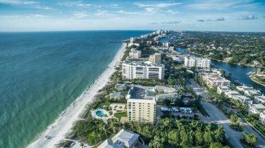Naples, Florida - Panoramic aerial view of the beautiful city beach,