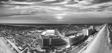 Panoramic aerial view of Daytona Beach at sunset, Florida.