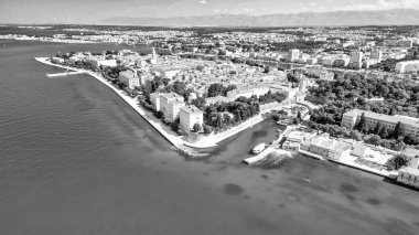 Aerial view of Zadar cityscape along the sea, Croatia.
