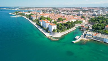Aerial view of Zadar cityscape along the sea, Croatia.