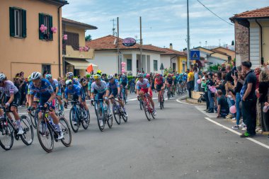 Pontasserchio, Italy - May 9, 2024: The professional cyclists race of the giro d'italia 2024 face the sixth stage in Pontasserchio, Tuscany.