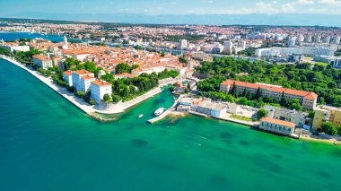 Aerial view of Zadar cityscape along the sea, Croatia.