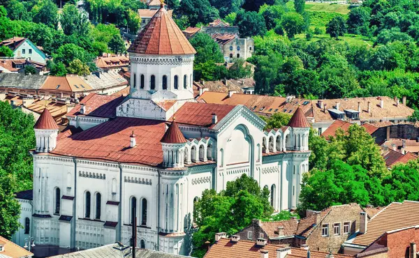 Vilnius şehrinin hava manzarası Litvanya 'daki ağaçların modelidir.