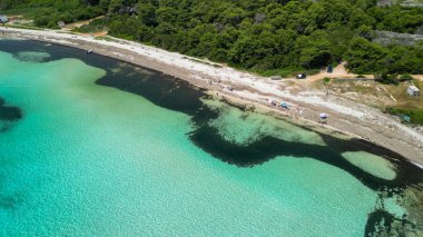 Hırvatistan 'ın Zadar kentindeki Sahil Sakarun hava manzarası.