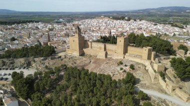 Antequera, Endülüs 'ün havadan görünüşü. Güney İspanya.