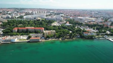Aerial view of Zadar cityscape along the sea, Croatia.