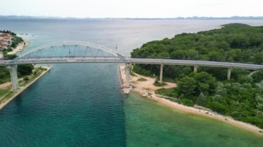 Zdrelac Bridge aerial view in Ugljan Island, Croatia.