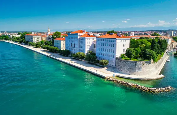Aerial view of Zadar cityscape along the sea, Croatia.