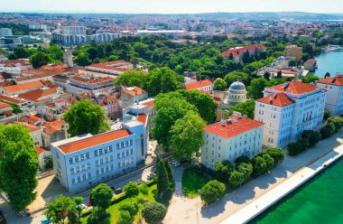 Aerial view of Zadar cityscape along the sea, Croatia.