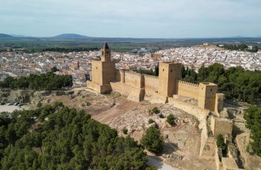 Antequera, Endülüs 'ün havadan görünüşü. Güney İspanya.