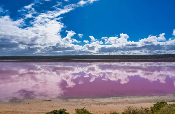 stock image Colors and reflections of Pink Lake, Port Gregory. Western Australia.