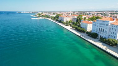 Aerial view of Zadar cityscape along the sea, Croatia.