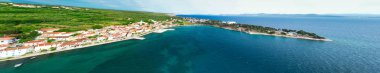 Aerial panoramic view of Petrcane Village near Zadar, Croatia.